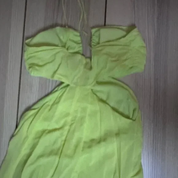 Nicole Miller Asymmetric Neck Silk Blend Slip Dress in Lemon - Size XL NWOT - Picture 9 of 11